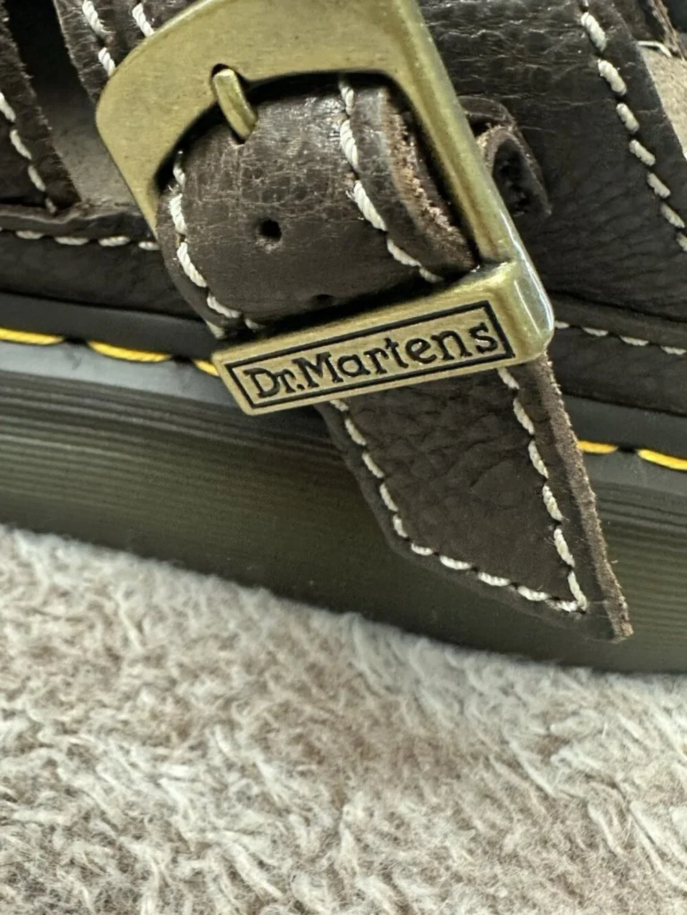 Dr. Martens Maxxy Slide buckled leather chunky sandal shoes brown NWOB size 11